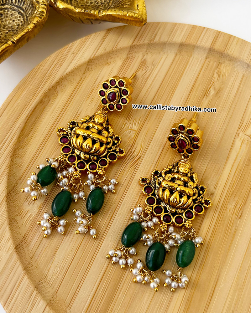 Image of Gold Polish Lakshmi Earrings
