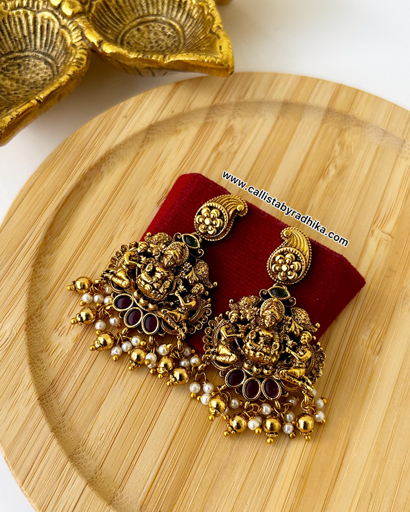 Image of Gold Polish Nakshi Earrings