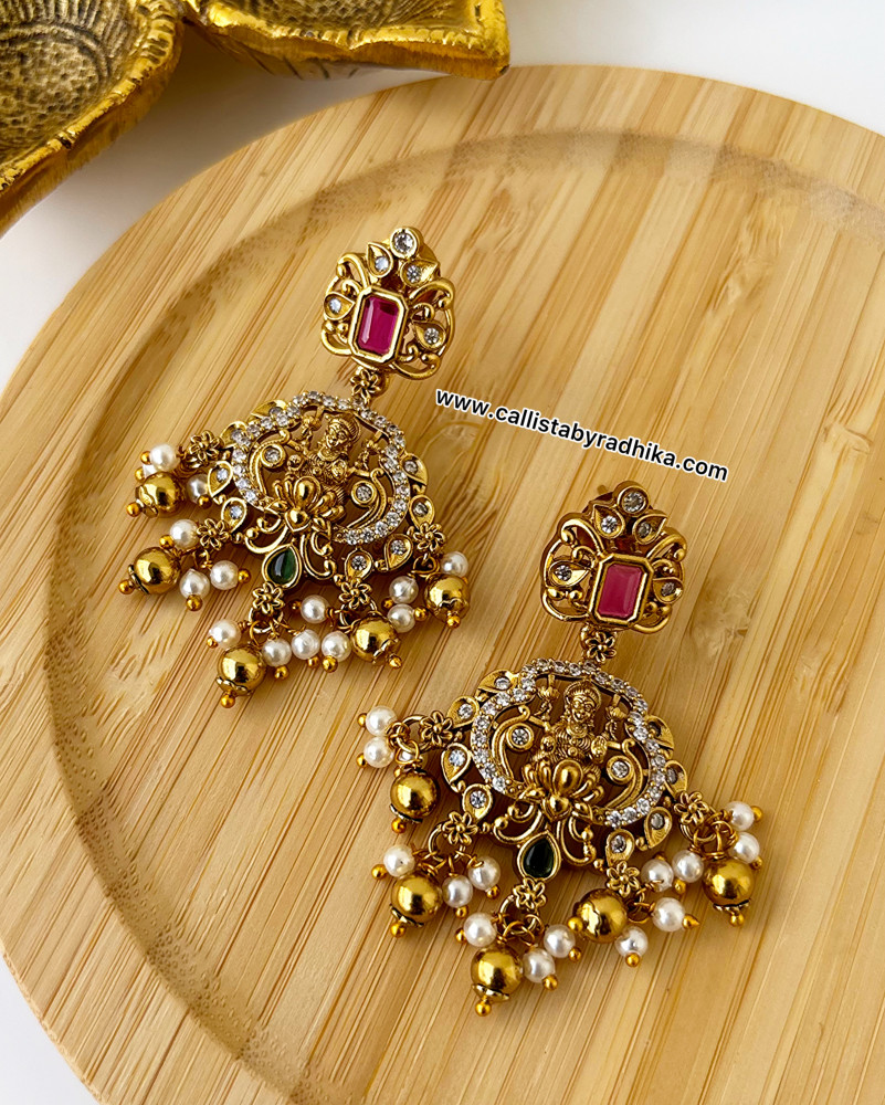 Image of Gold Polish Nakshi Earrings