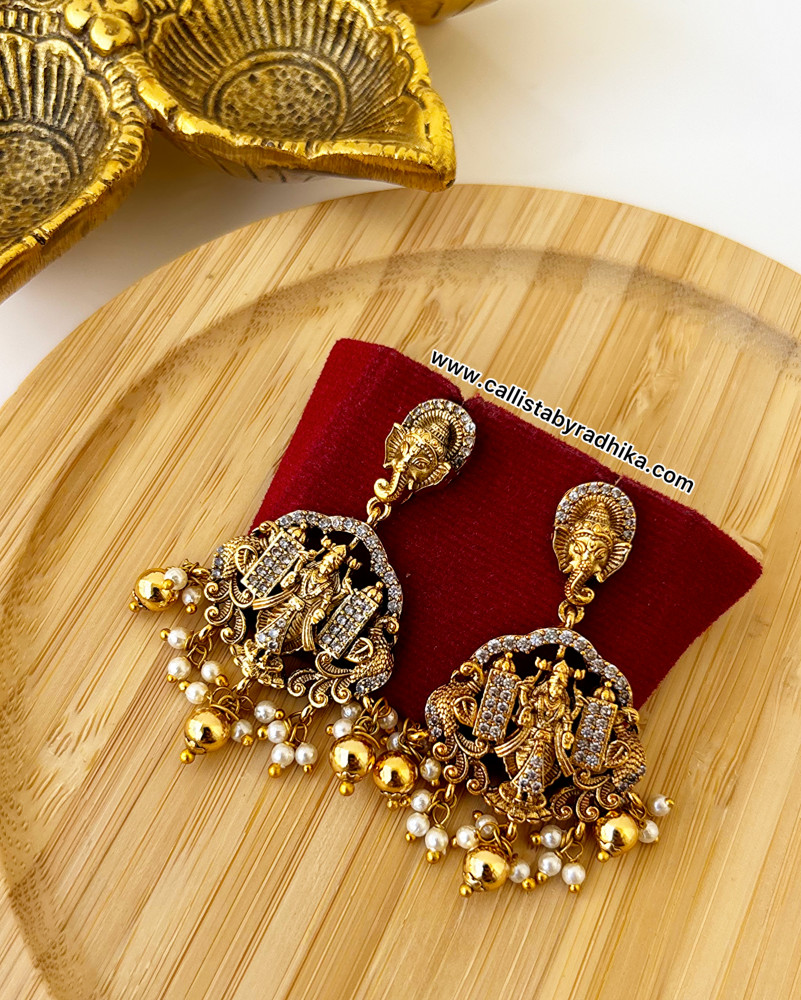 Image of Gold Polish Nakshi Earrings