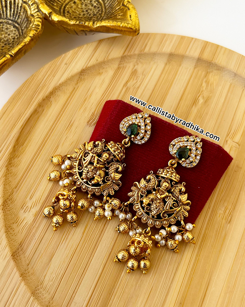 Image of Gold Polish Nakshi Earrings