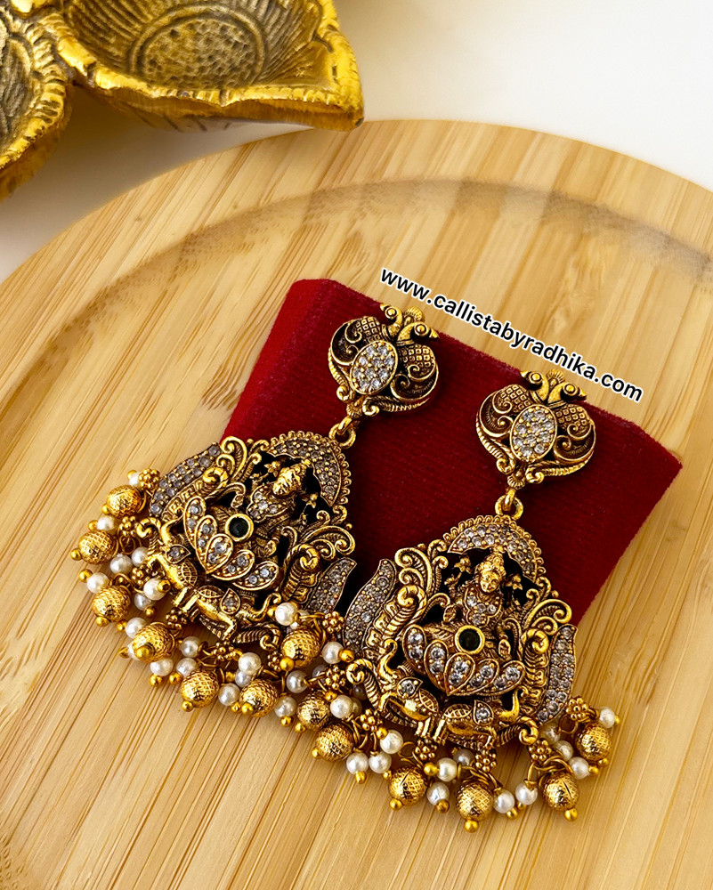 Image of Gold Polish Nakshi Earrings