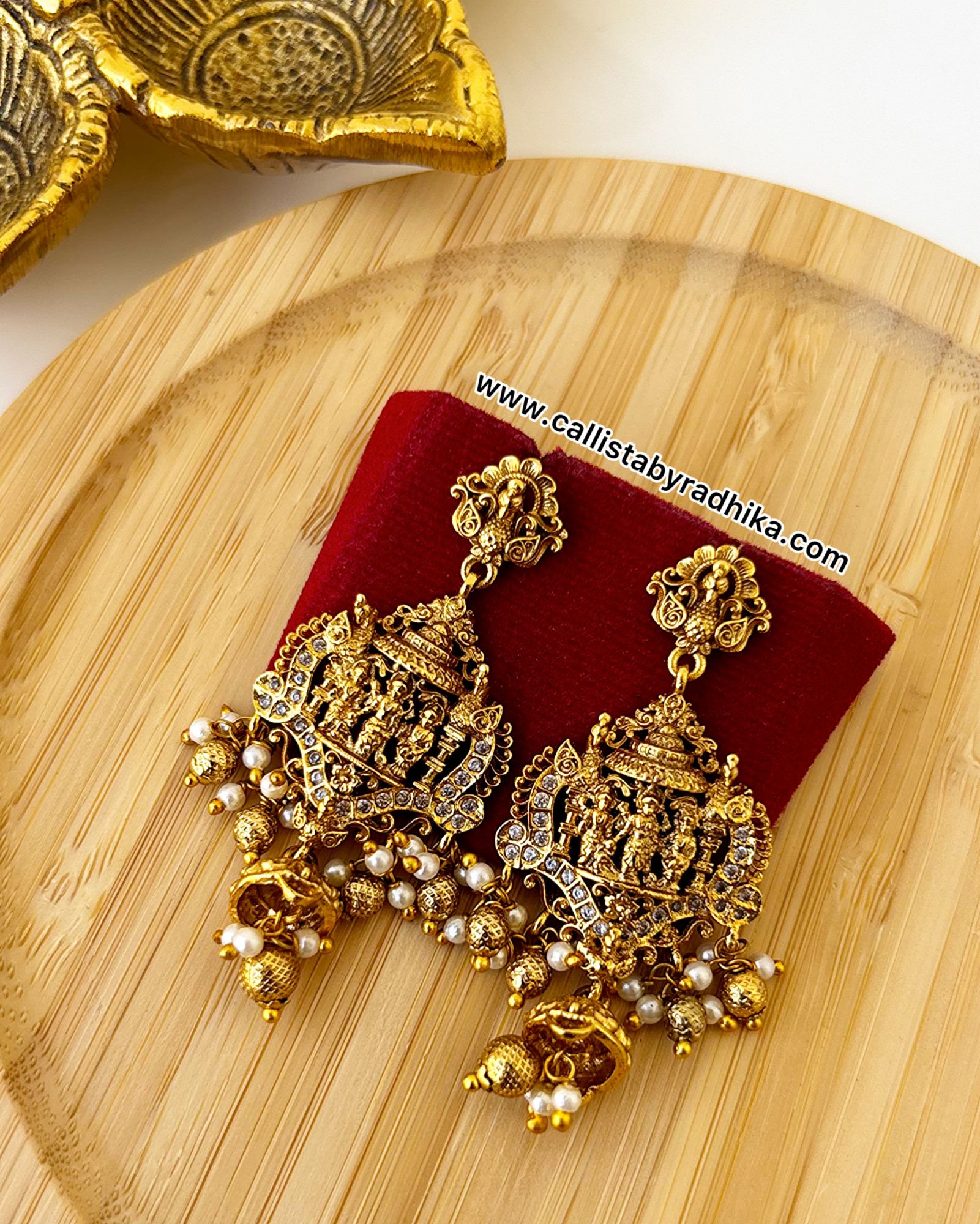 Gold Polish Ram Pariwaar Earrings