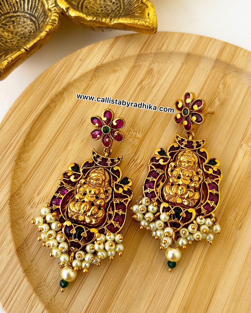 Image of Gold Polish Lakshmi Earrings