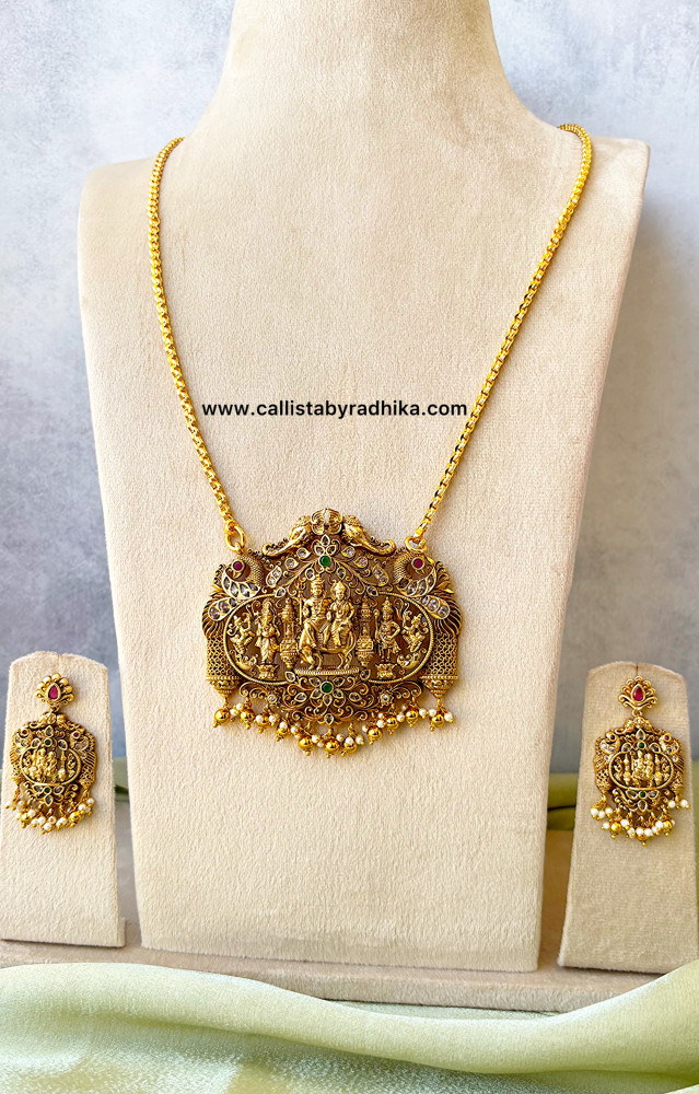 Image of Long Shiva Parvathy Chain Pendant Set