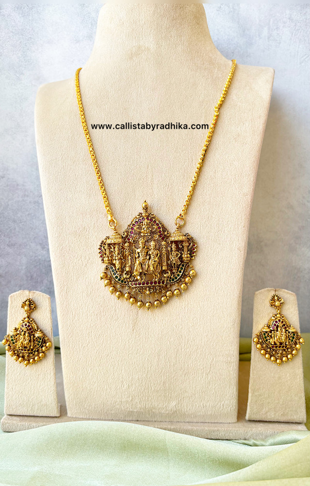 Image of Long Shiva Parvathy Chain Pendant Set