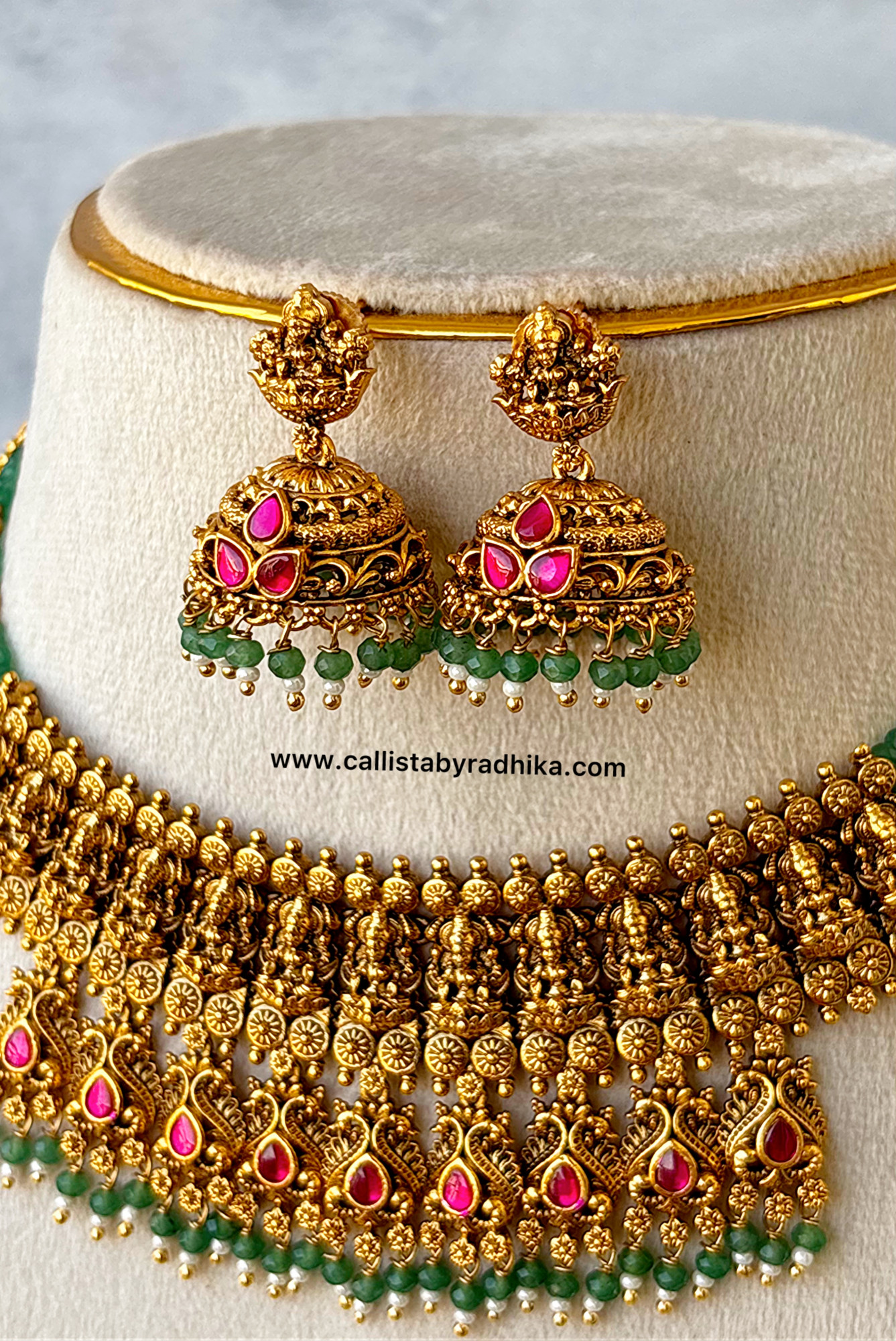 Jadau Green Beads Choker