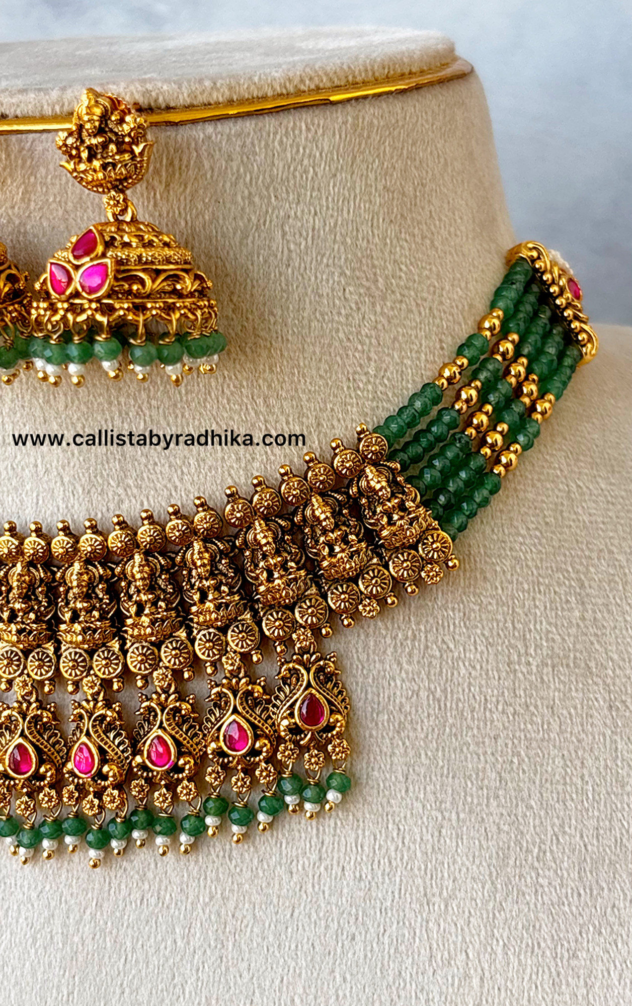 Jadau Green Beads Choker