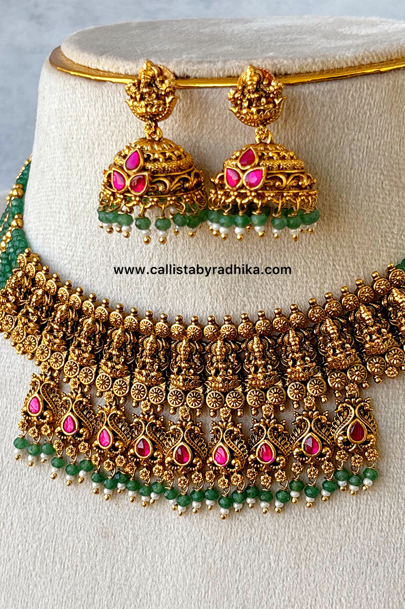 Jadau Green Beads Choker