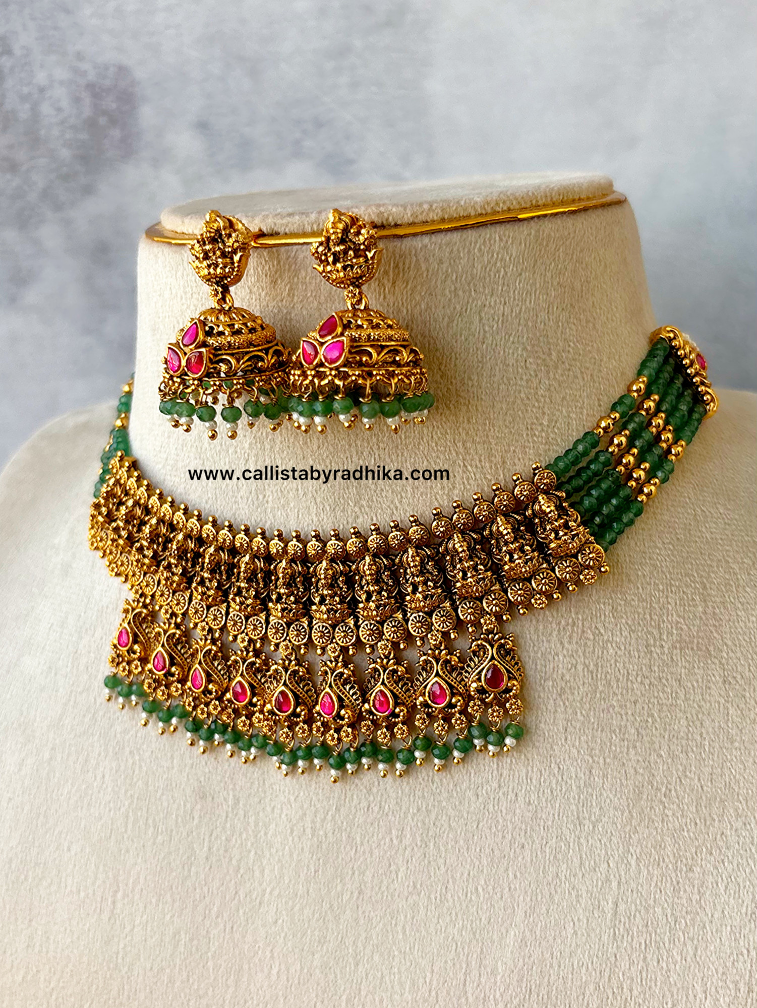 Jadau Green Beads Choker
