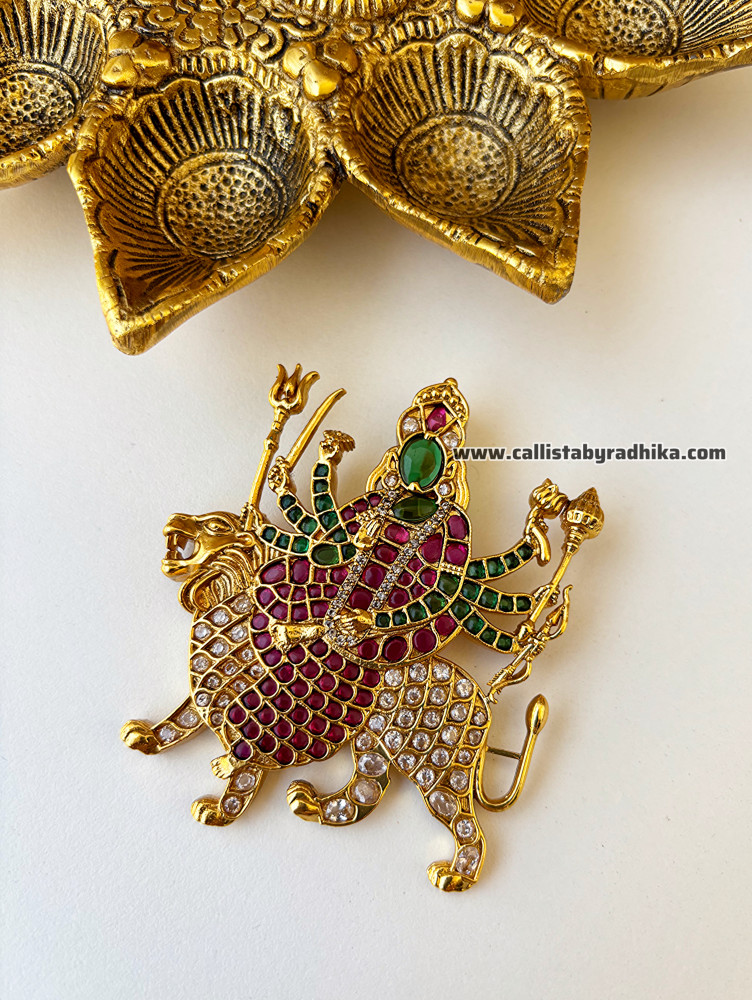 Image of Durga Maa Gold Polish Pendant (GPP-003)