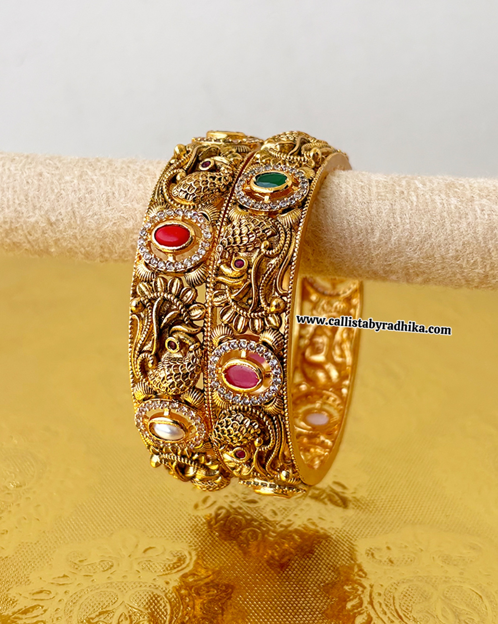 Gold Polish Navaratna Bangle