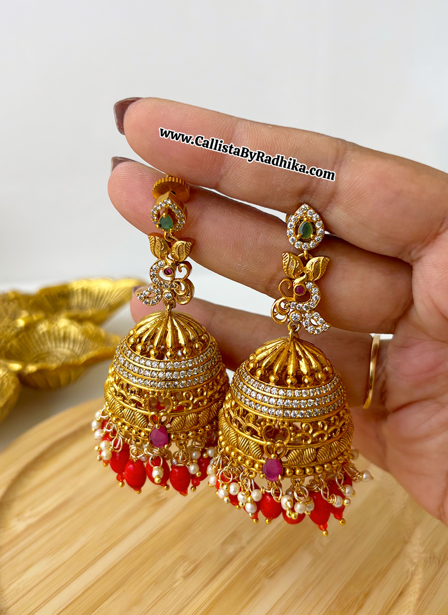 Coral Stone Big Jhumka