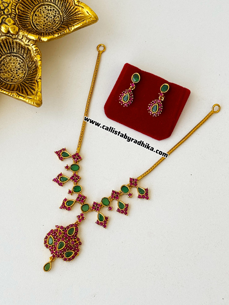Image of Gold Polish Ruby Stone Necklace