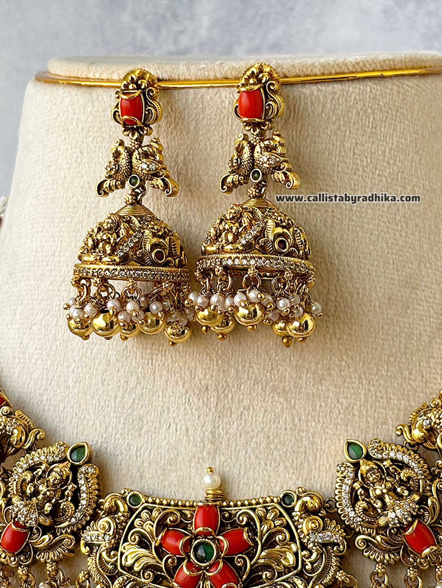 Coral Bridal Nakshi Necklace