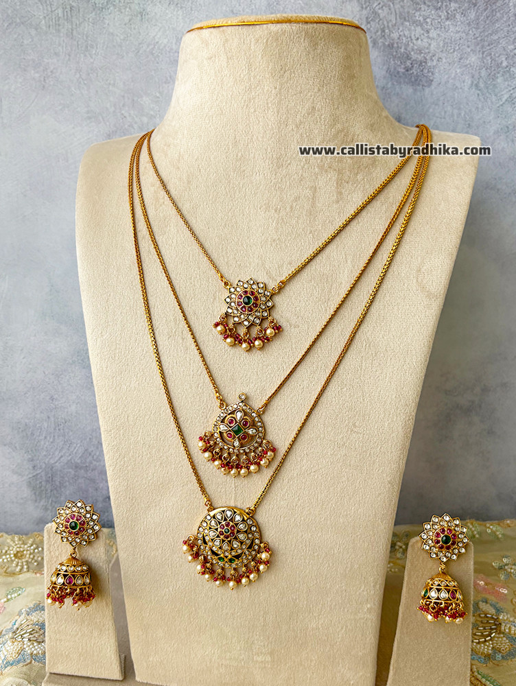 Image of Jadau Kundan 3 layer Haaram (CG-110)