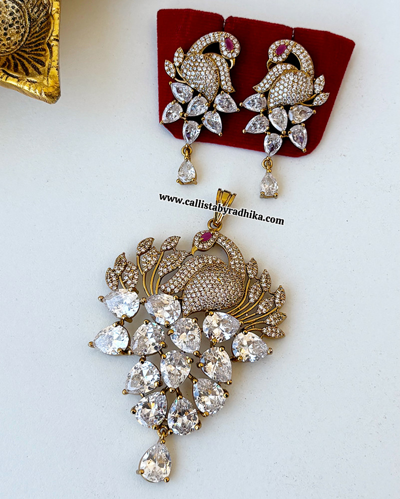 Image of White AD Stone Pendant Set