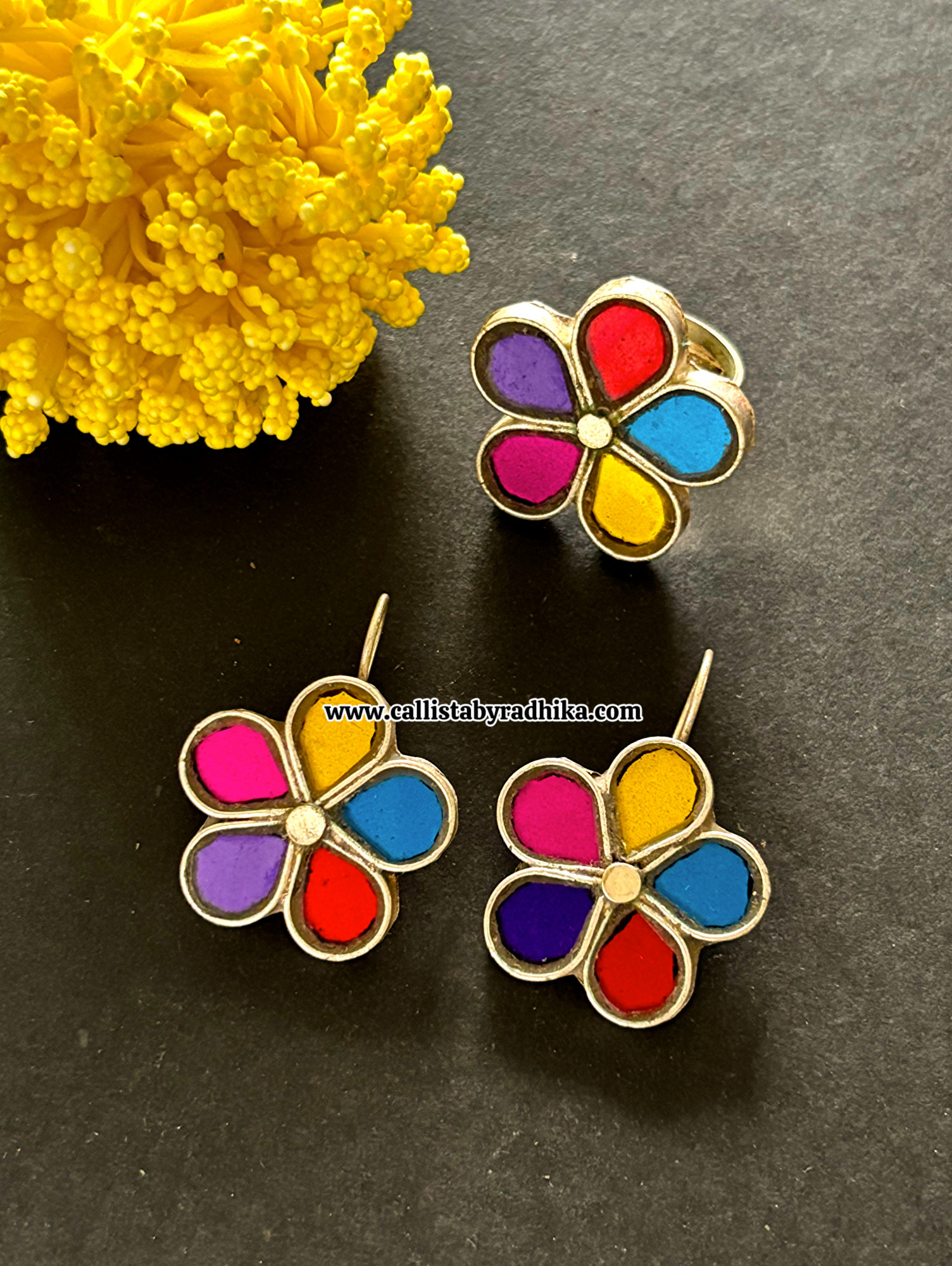 Real Glass Earrings Set