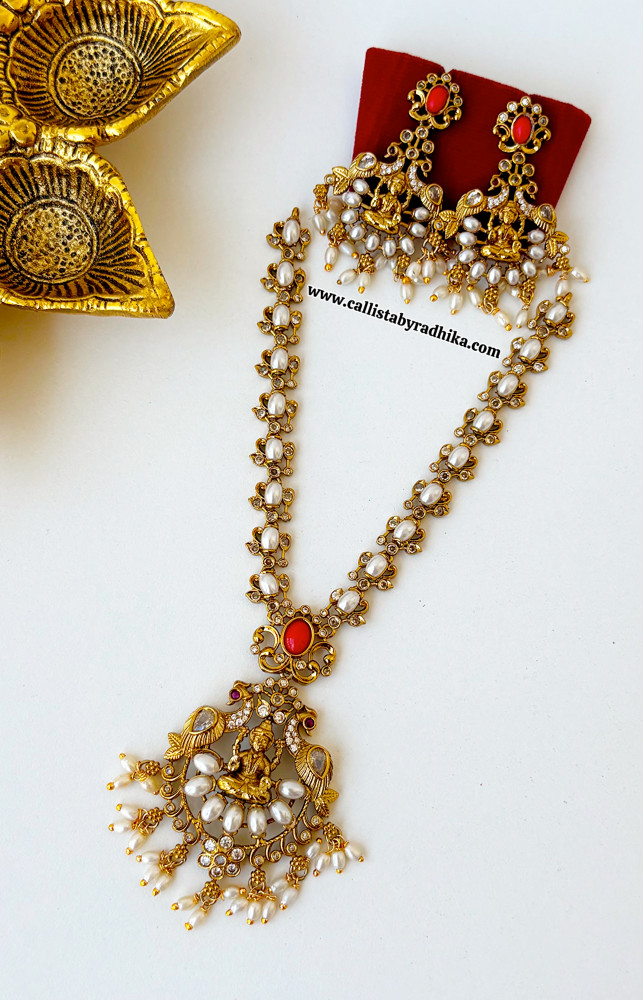 Image of Coral Pearl Nakshi Necklace
