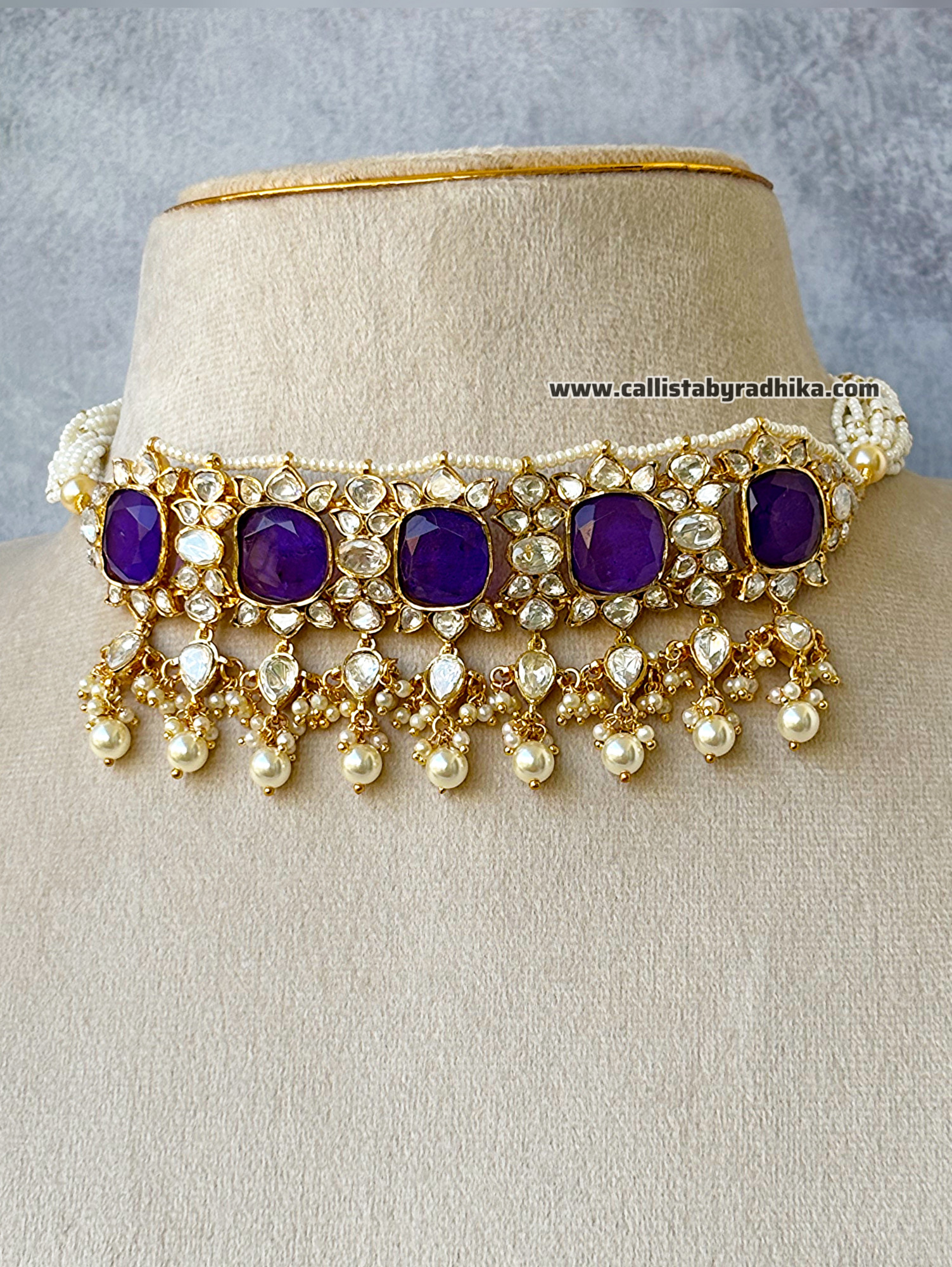 Purple Doublet Stone Designer Choker