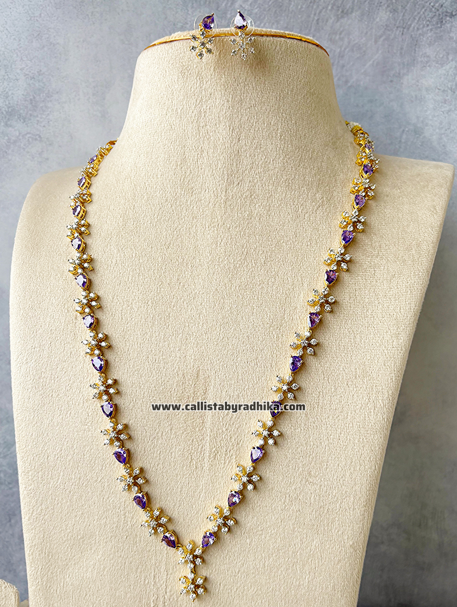 Diamond Look-Alike Purple Long Necklace