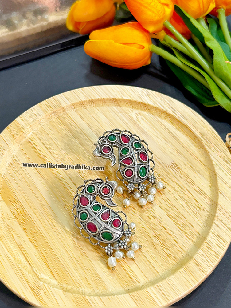 Image of Silver Replica Peacock Earring