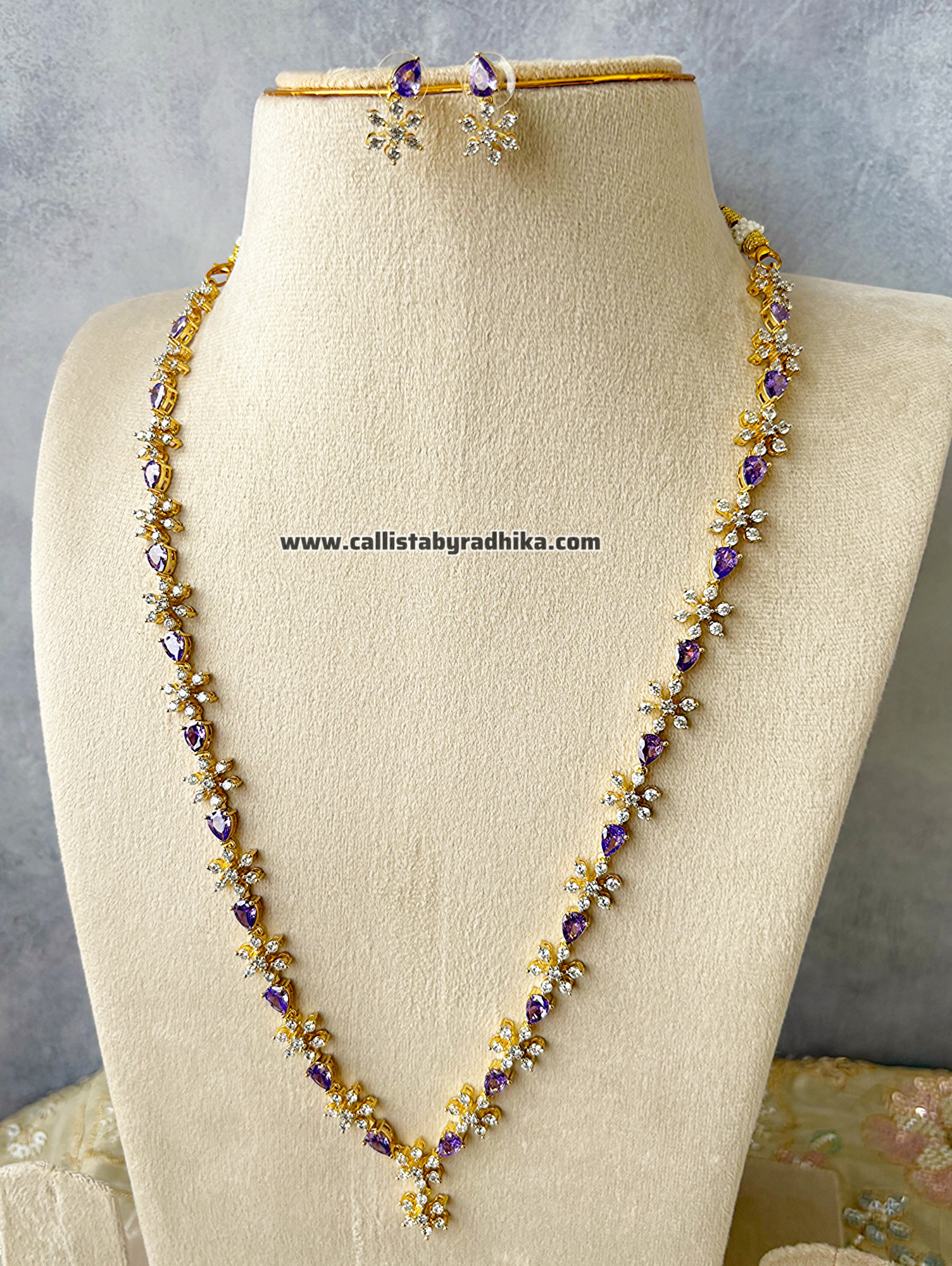Diamond Look-Alike Purple Long Necklace