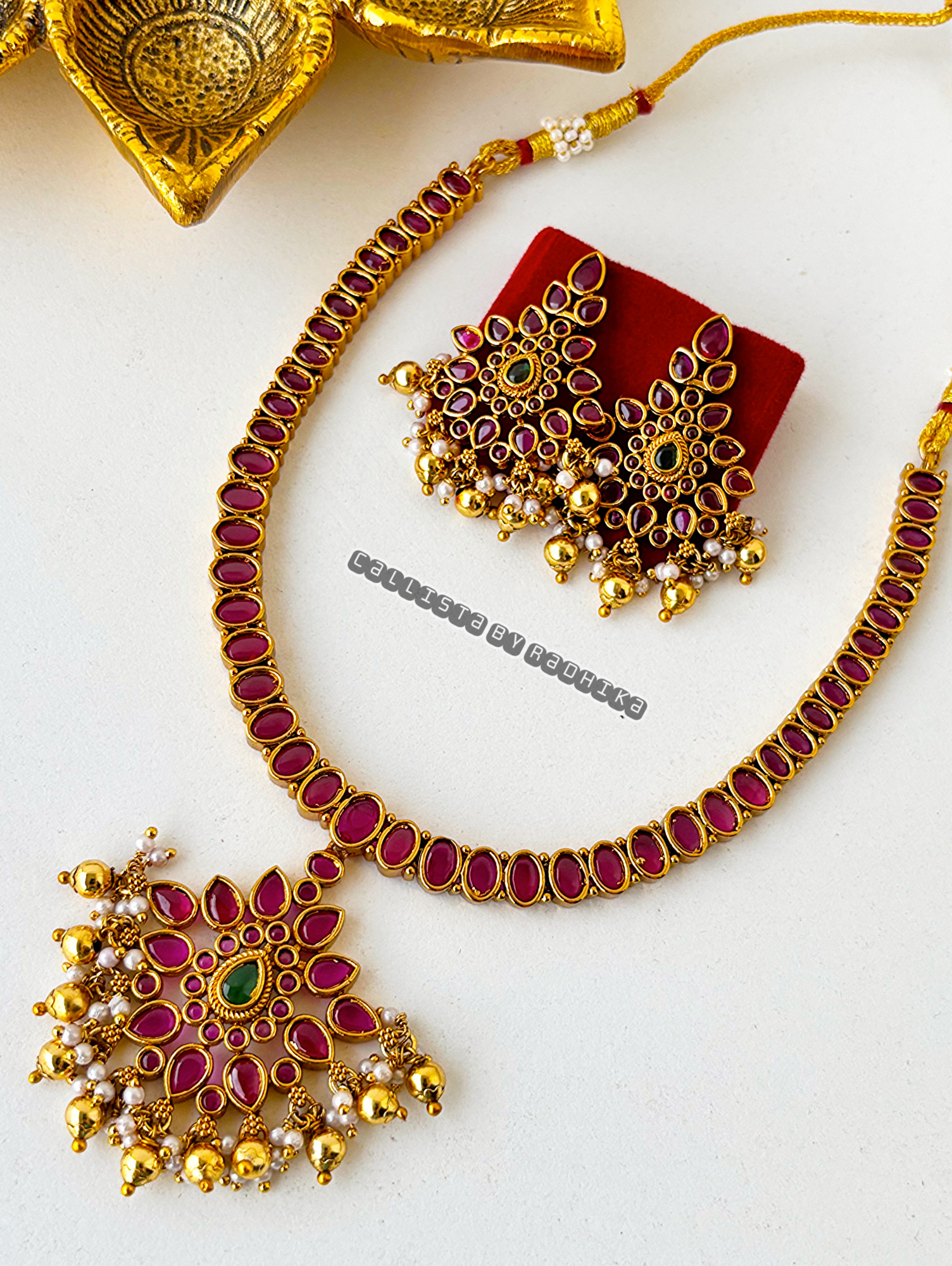 Gold Polish/Temple Long Neckpiece(GP-058)