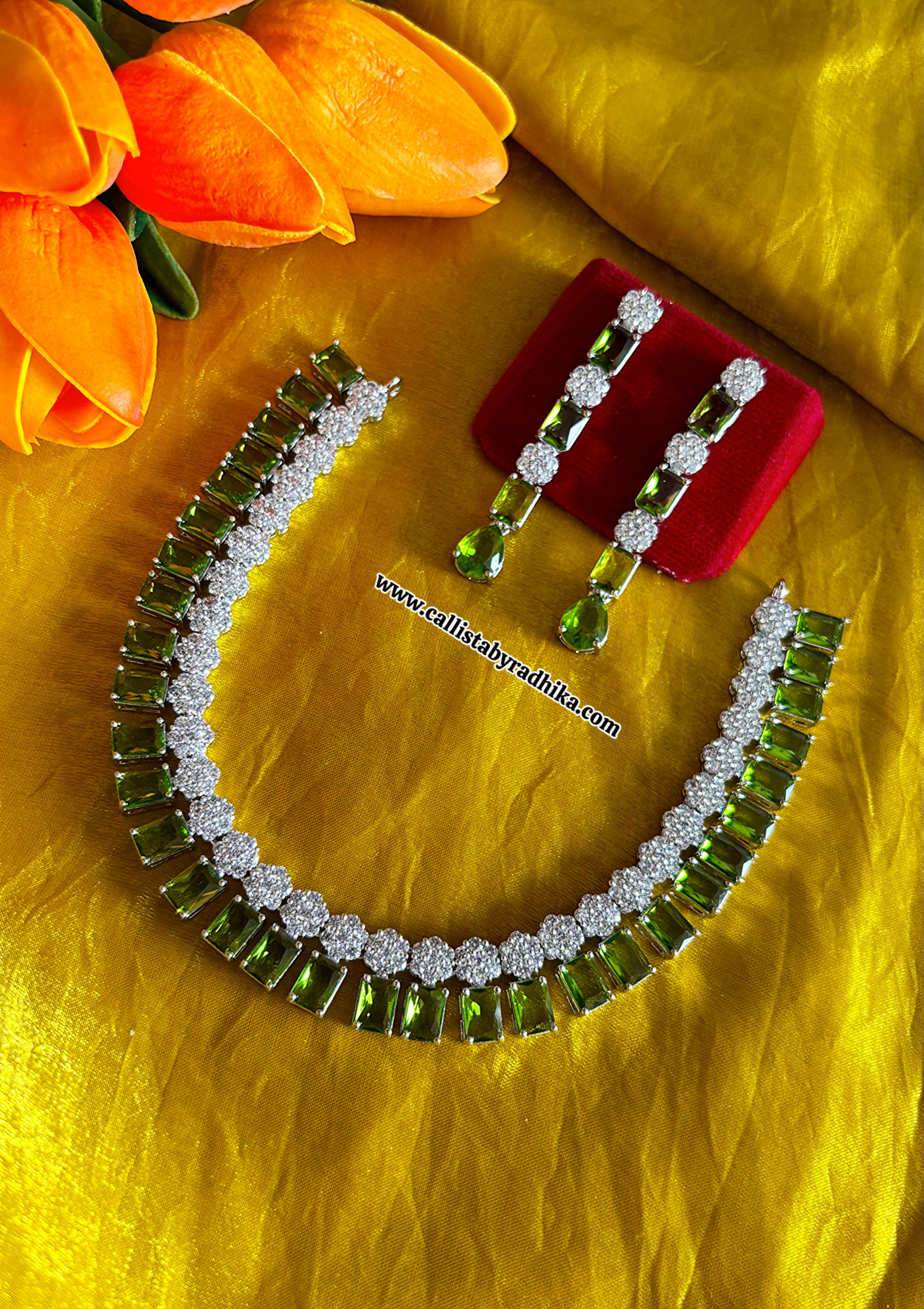 AD Mehandi Green Stone Necklace