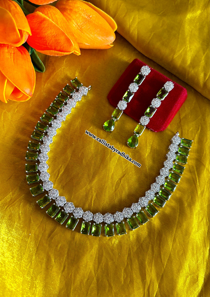Image of AD Mehandi Green Stone Necklace