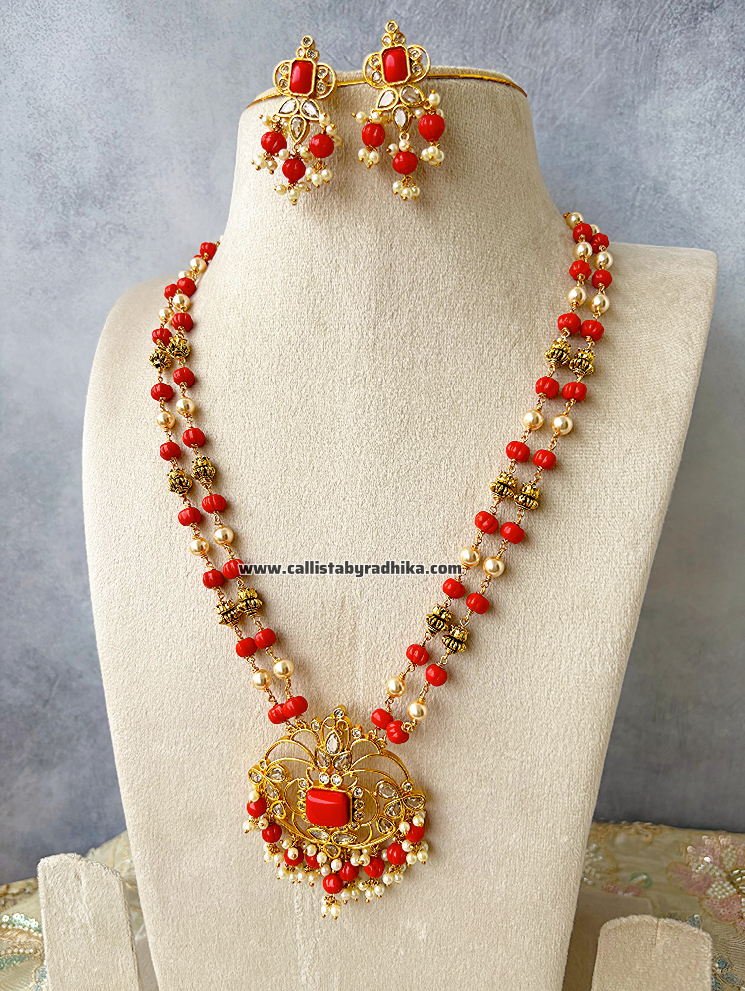 Coral Long Neckpiece