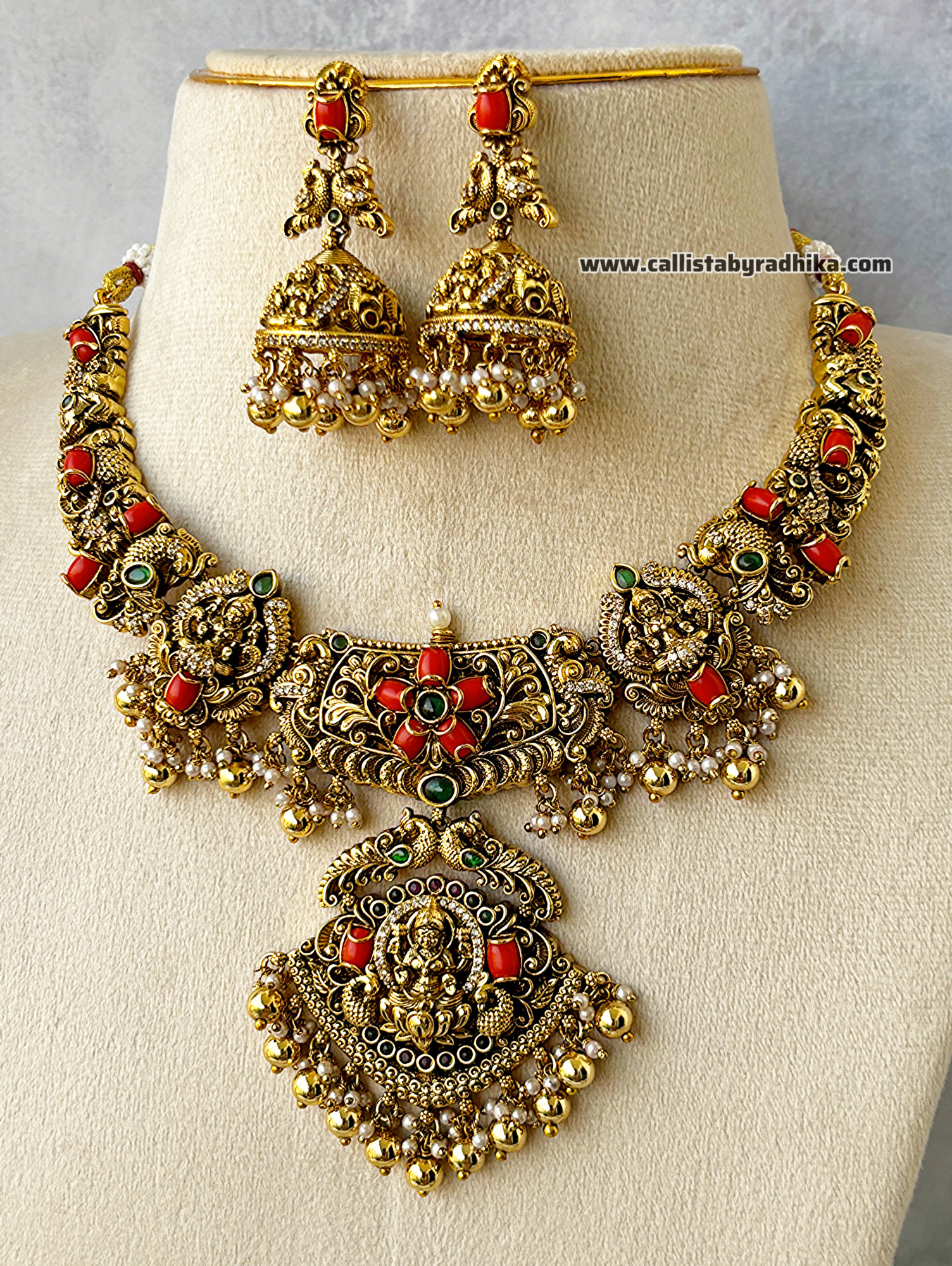 Coral Bridal Nakshi Necklace