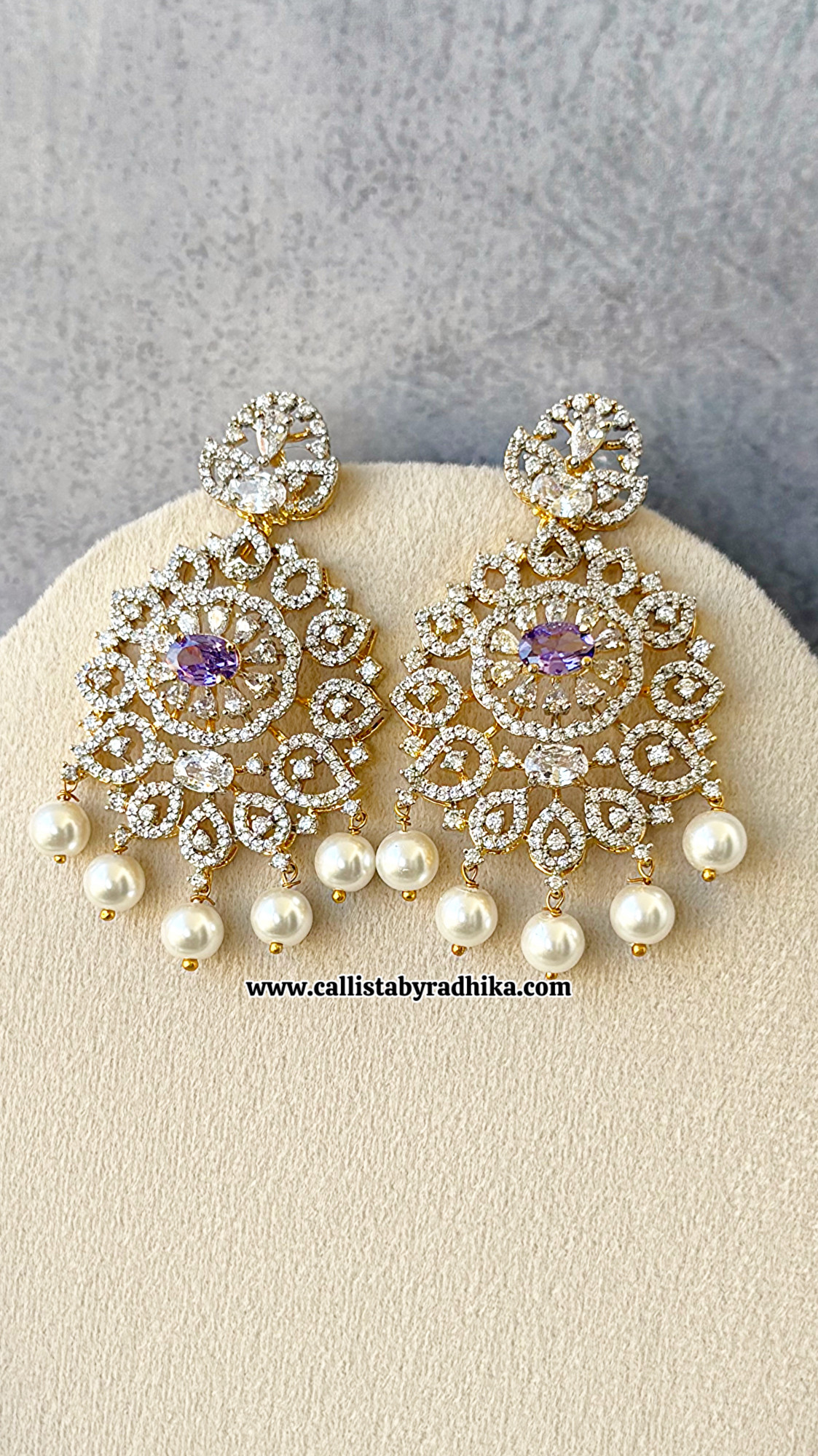 Purple Swarovski Diamond pendant Set