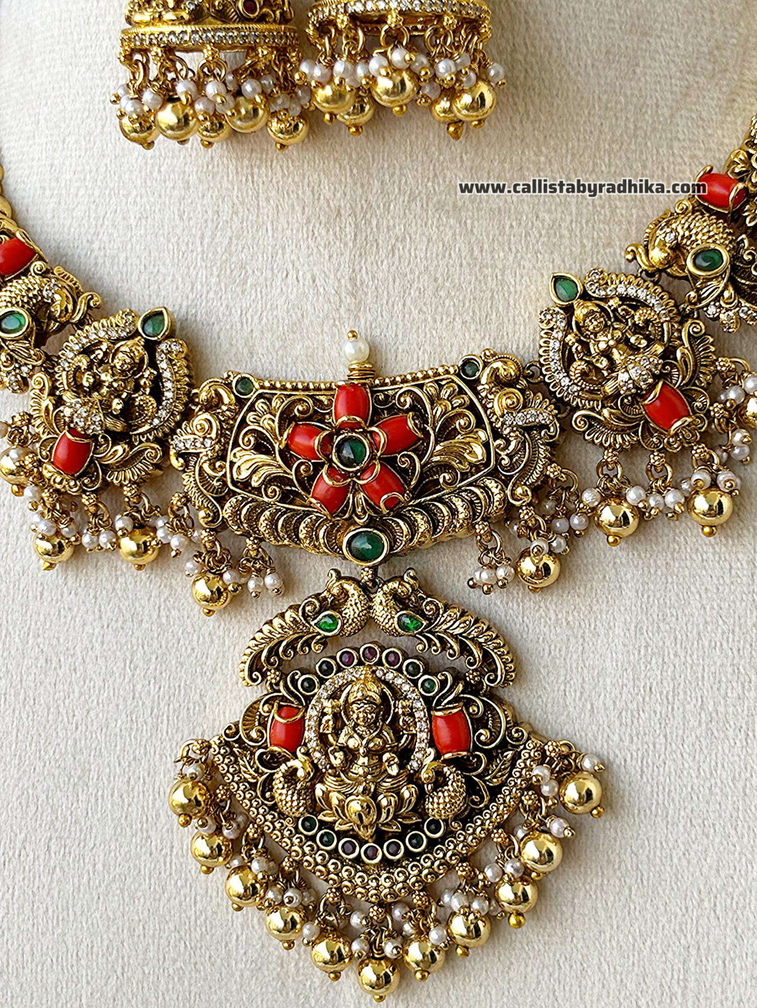 Coral Bridal Nakshi Necklace