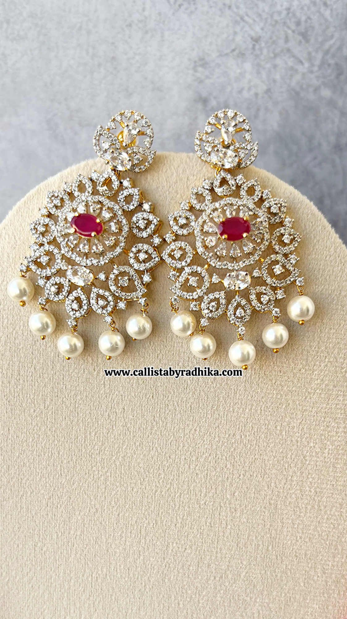 Red Swarovski Diamond pendant Set