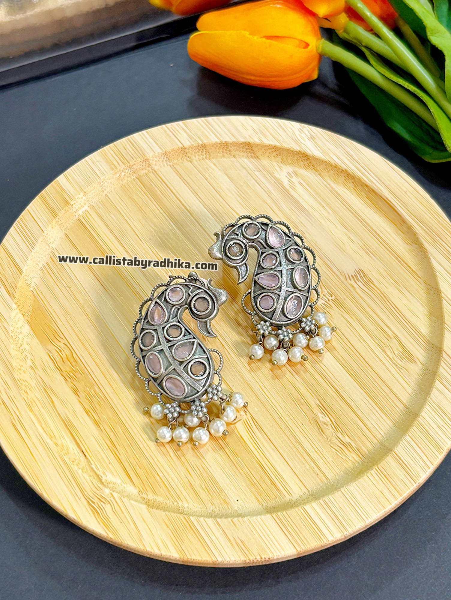 Silver Replica Peacock Earring