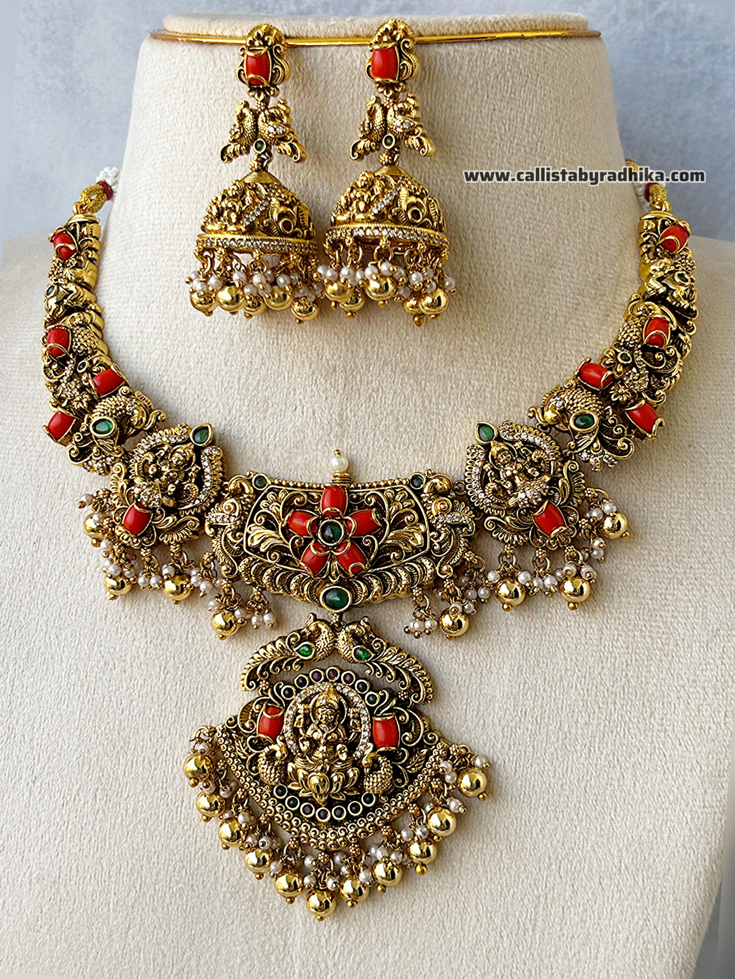 Coral Bridal Nakshi Necklace