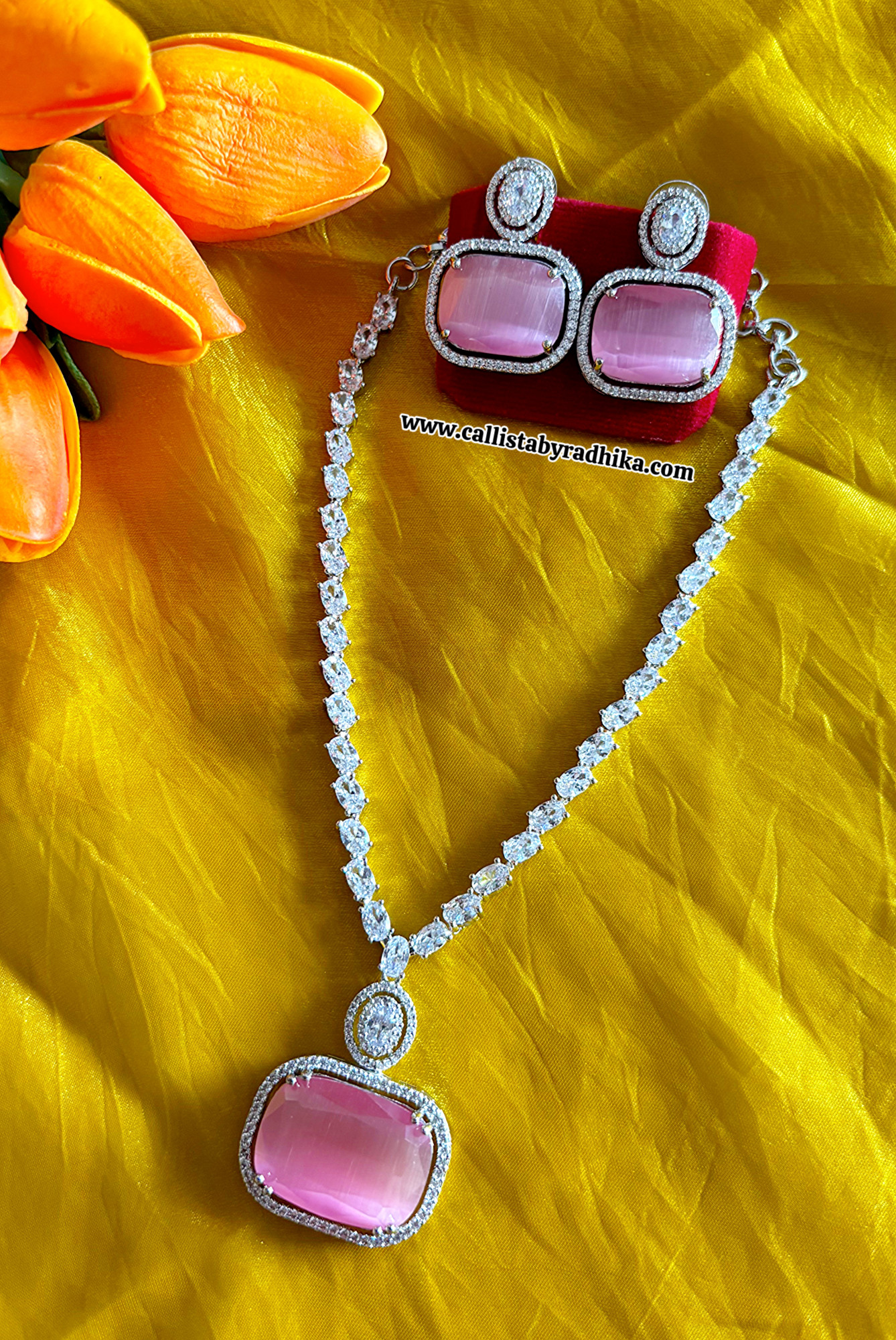 Blush pink AD Necklace