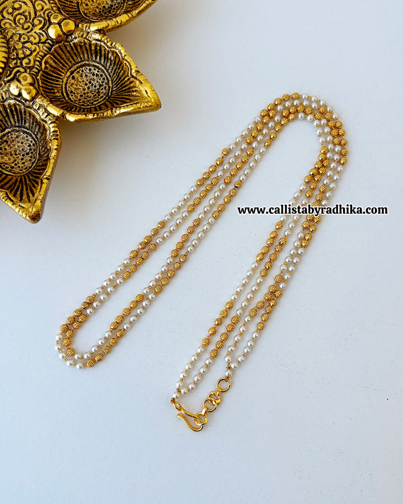 Image of Gold-Pearl 2 layer maala