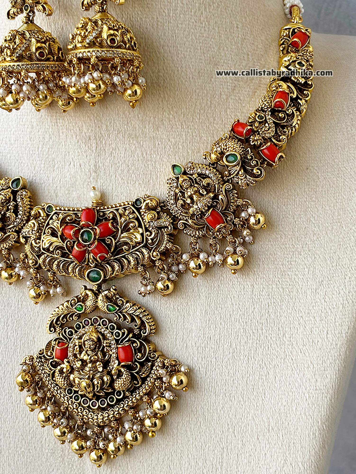 Coral Bridal Nakshi Necklace
