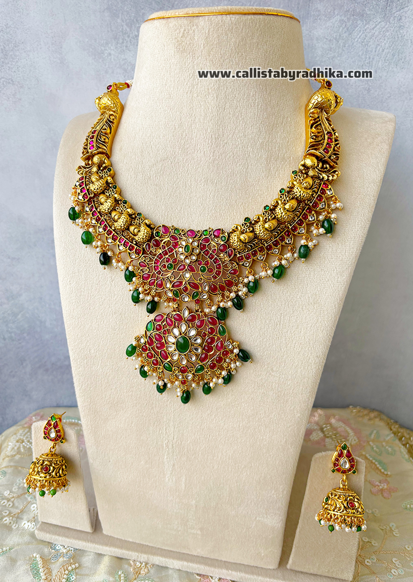 Gold Polish/Temple Heavy Bridal Necklace