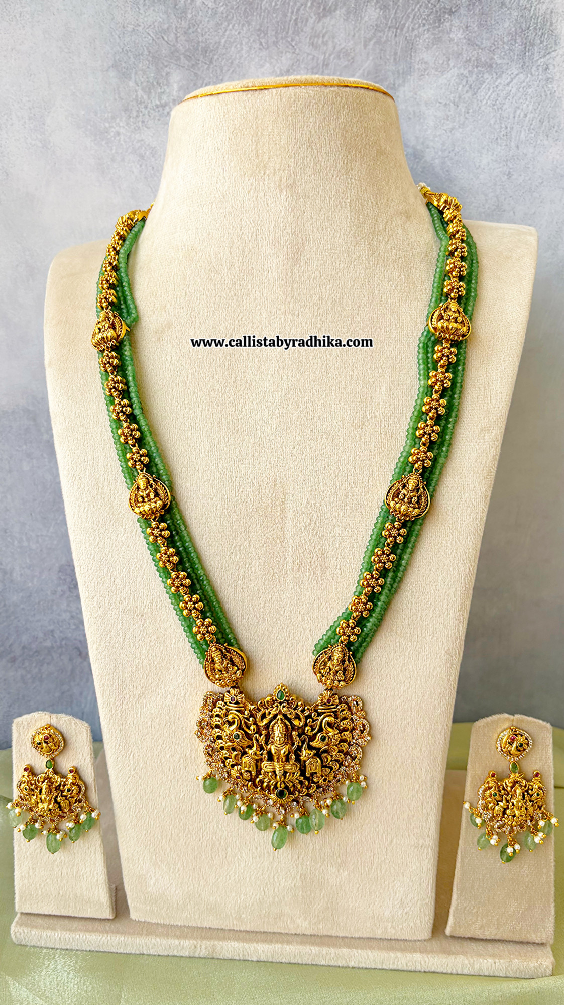 Green Beads Nakshi Long Haaram