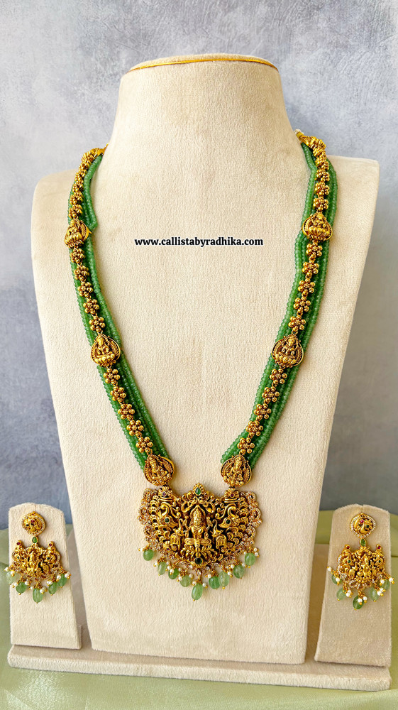 Image of Green Beads Nakshi Long Haaram