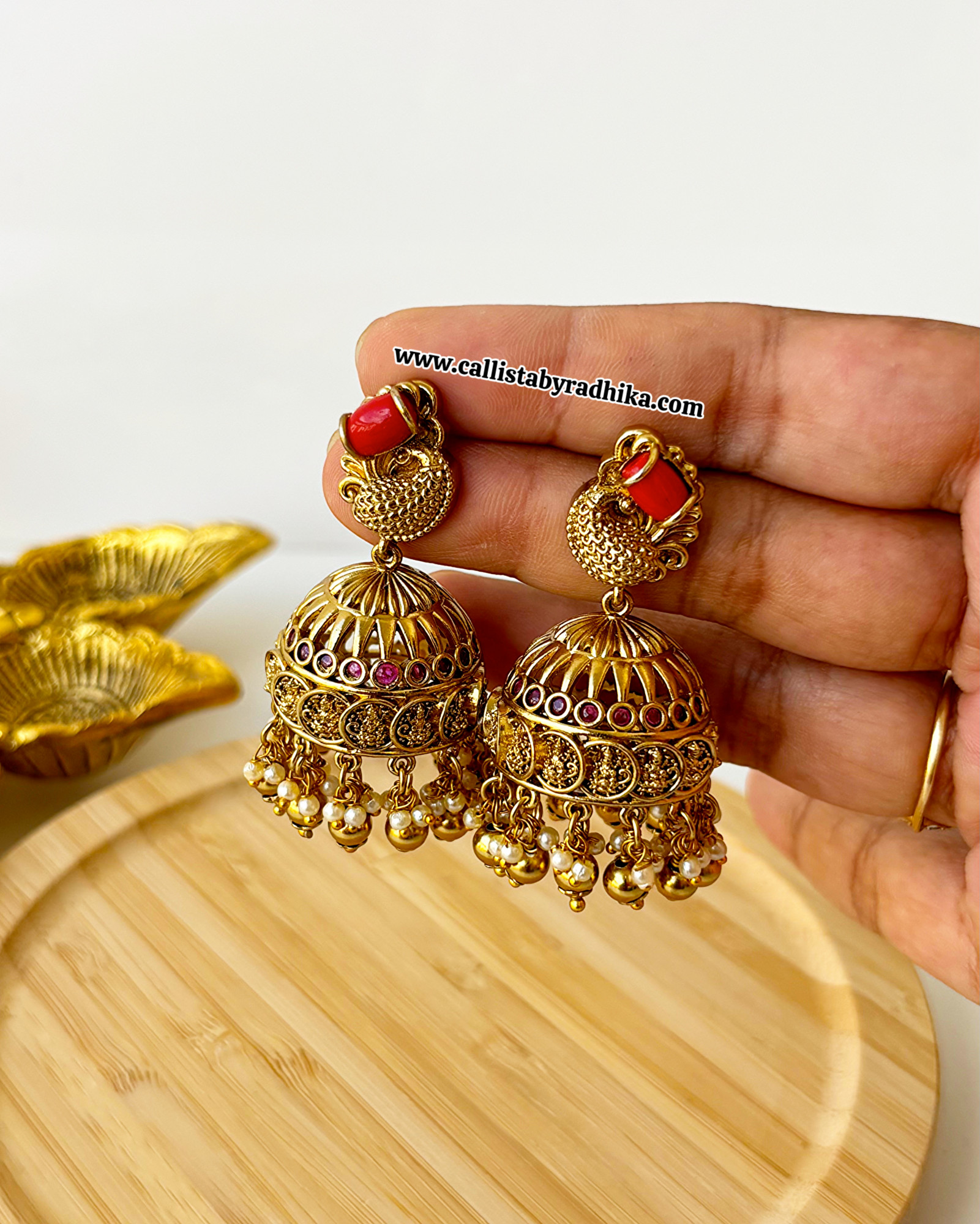Coral Stone Jhumka