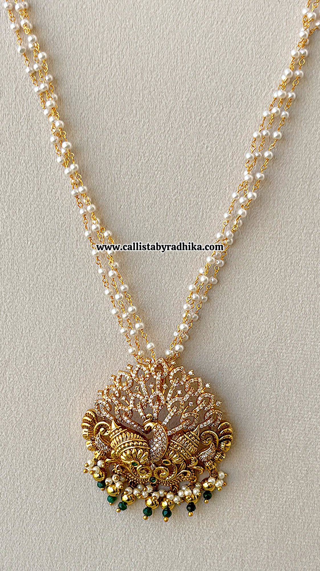 Peacock Pendant Pearl Maala