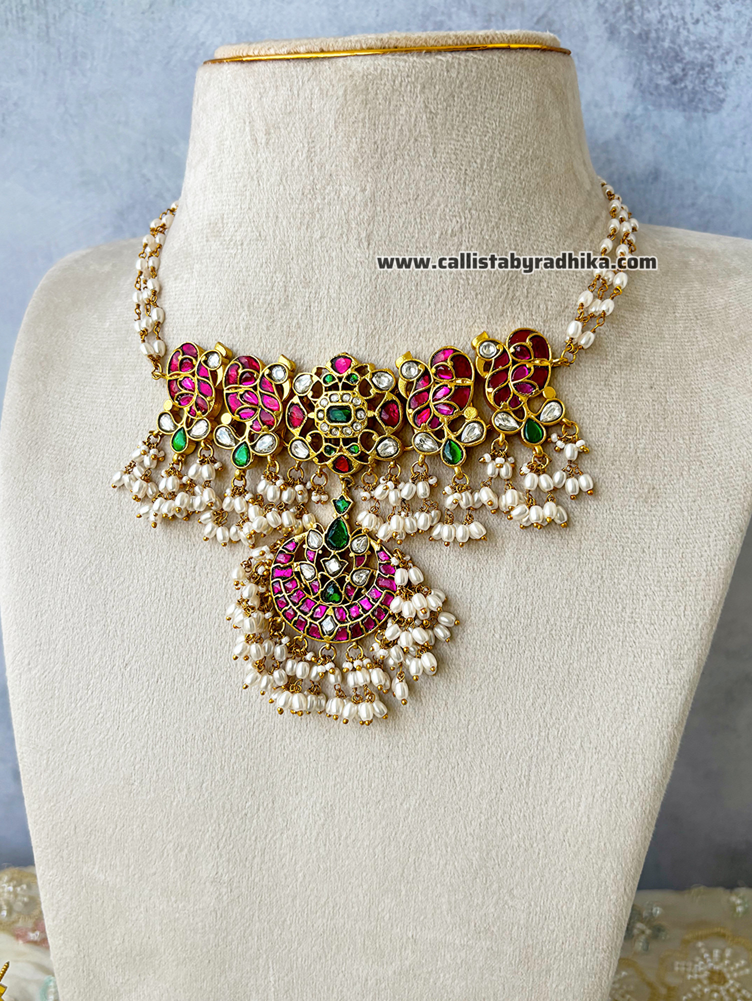 Jadau Kundan Pearl Choker with Earrings