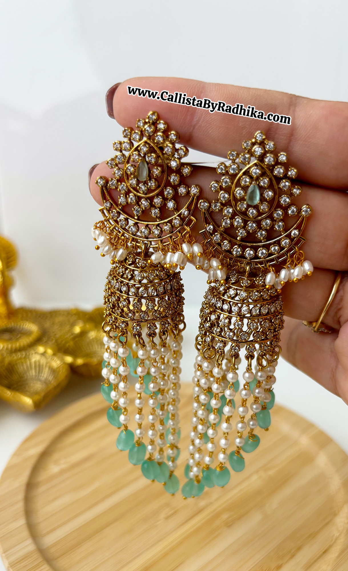 Minte Green Lehariya Jhumka