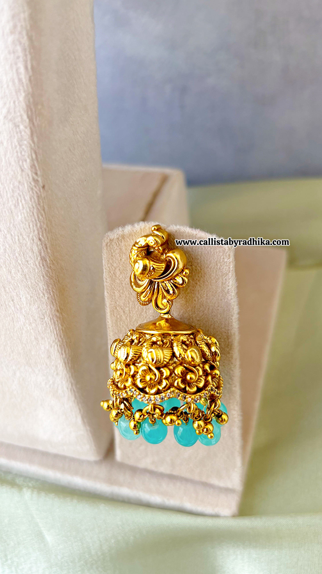 Krishna Nakshi Hasli with Blue beads