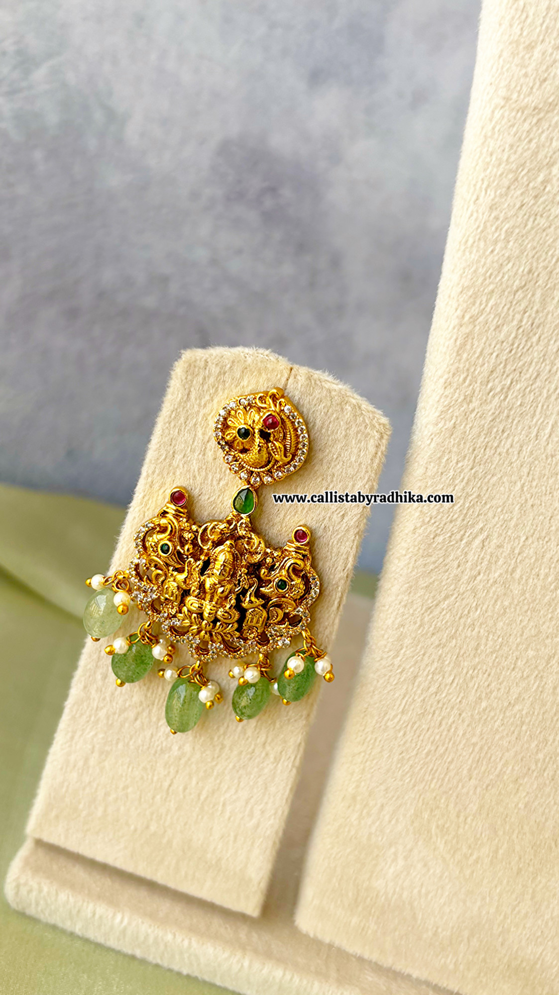 Green Beads Nakshi Long Haaram