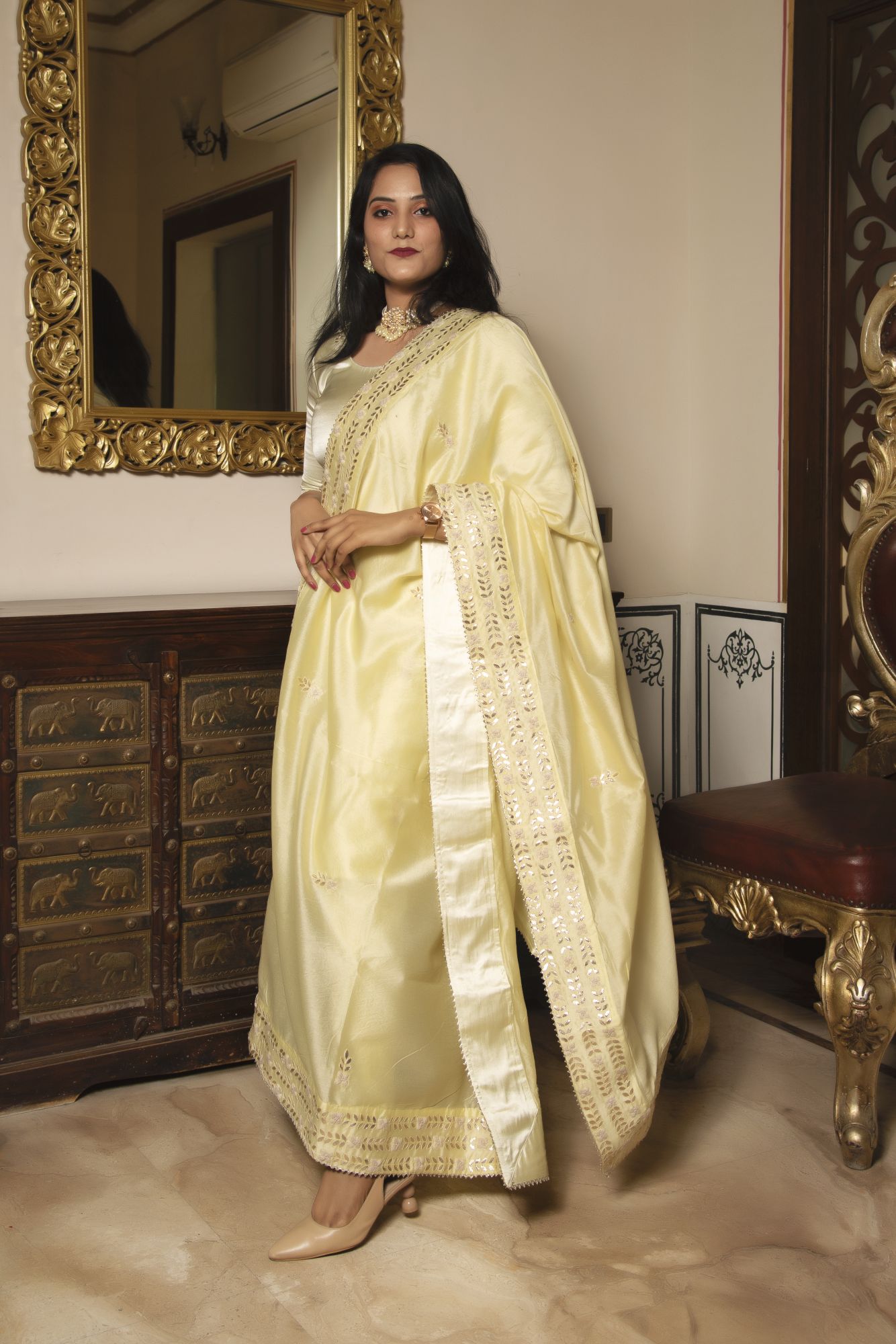 Royal Empress Handwork Satin Chanderi Suit Set